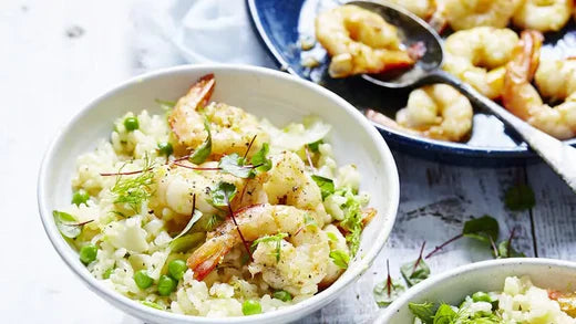 Risotto aux crevettes et aux petits pois